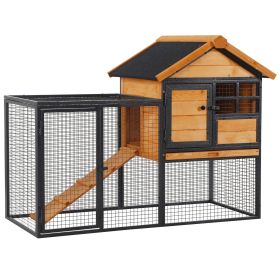 Outdoor Rabbit Cage Elevated Pet House w/ Slide-Out Tray, Natural Wood & Black (Option: Light Yellow-980x640x190 mm)