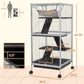 PawHut Rolling Small Animal Cage With Hammock, Ferret Cage, Chinchilla Cage, Pet Habitat With 6 Doors, Removable Tray (Option: White)