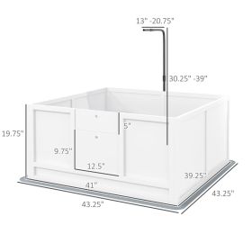 Whelping Box For Puppies With Pee Pad, Pig Rail, Adjustable Door For Small, Medium & Large Breed Dogs Birth, (Option: White)