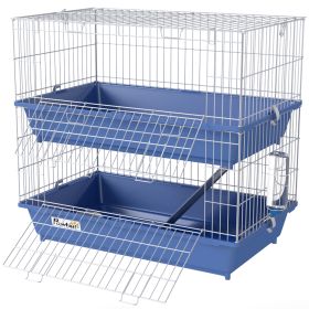 2-Tier Guinea Pig Cage, Ferret Cage, Chinchilla Cage, Small Animal Cage Indoor with Dish and Bottle, 2 Doors, Deep Bottoms, Ramp, 28", Blue (Option: Blue-750x470x220 mm)