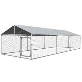 19.7' x 7.5' x 4.9' Outdoor Dog Kennel for Large-Sized Dogs with Waterproof UV Resistant Roof, Silver (Option: Silver-1820x380x140 mm)