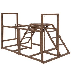 Chicken Activity Play Set with Multiple Chicken Perches, Swing, Ladder, Platform for 3-4 Chickens, Coffee (Option: Coffee-1060x470x160 mm)