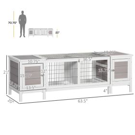Rabbit Hutch, Bunny Cage, Guinea Pig House With Pull-Out Tray, And Divided Board For Indoor, White (Option: White Gray)