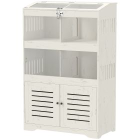 Large Hamster Cage for Multiple Small Pets, Rat Cage with Storage Cabinet, Clear Transparent Panels, Cream White (Option: Cream White-1335x470x190 mm)