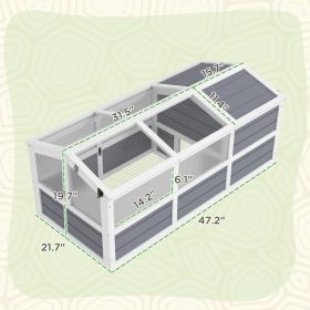 PawHut Wooden Tortoise Habitat Outdoor W Bottomless Design, Doors, PC Sun Panel Windows, For Small Animals, Rabbit, Light Gray (Option: White Light Gray)