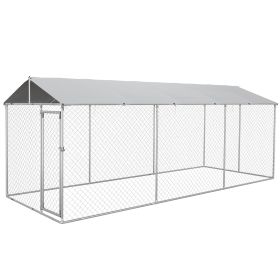 19.7' x 7.5' x 7.5' Outdoor Dog Kennel for Large-Sized Dogs with Waterproof UV Resistant Roof, Silver (Option: Silver-1830x380x150 mm)