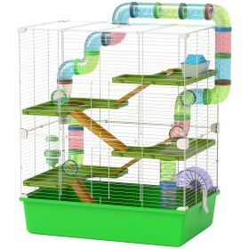 23" 5-Tier Hamster Cage with Wheel and Water Bottle, Green (Option: Green-620x170x380 mm)