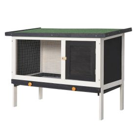 Wooden Rabbit Hutch, Bunny Cage for Small Pet w/ Slide-out Tray, Openable Roof (Option: Black-950x140x480 mm)
