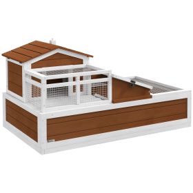3-Room Tortoise Habitat House w/ Balcony & 2 Stories, 44" x 25.5" x 25", Coffee (Option: Coffee-1180x730x135 mm)