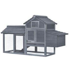 59" Small Wooden Chicken coop Hen House Poultry Cage for Outdoor Backyard with 2 Doors, Nesting Box and Removable Tray, Gray (Option: Grey-925x575x260 mm)